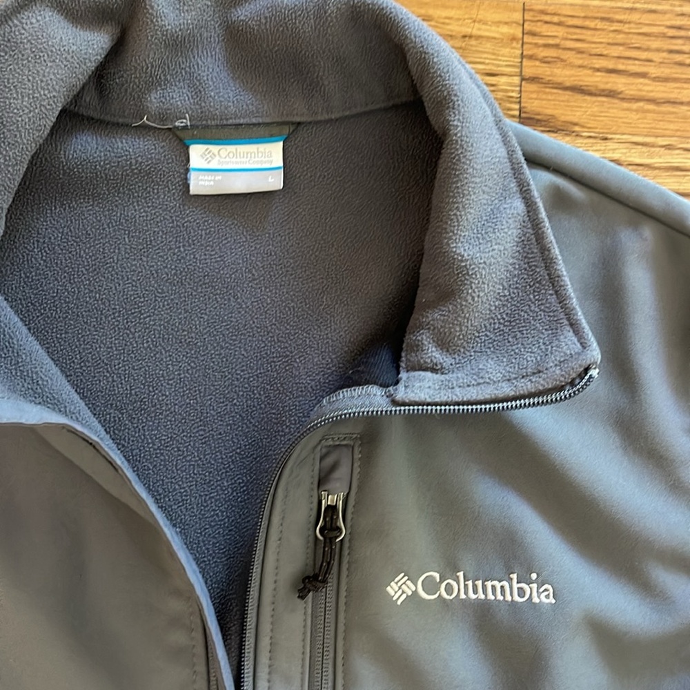 Columbia Jacket Mens Large Gray Ascender Soft Shell Full Zip Up Fleece Lined - Picture 5 of 7